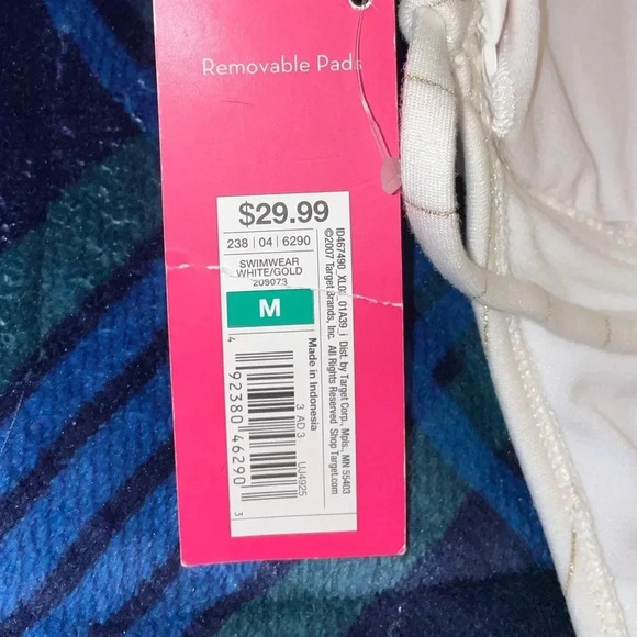 NWT Xhilaration one piece white with gold swimsuit size Medium - Picture 3 of 4
